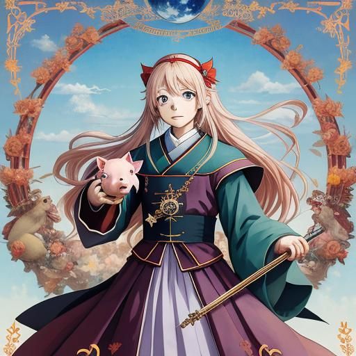 Cardinal Earth Pig in Anime Style