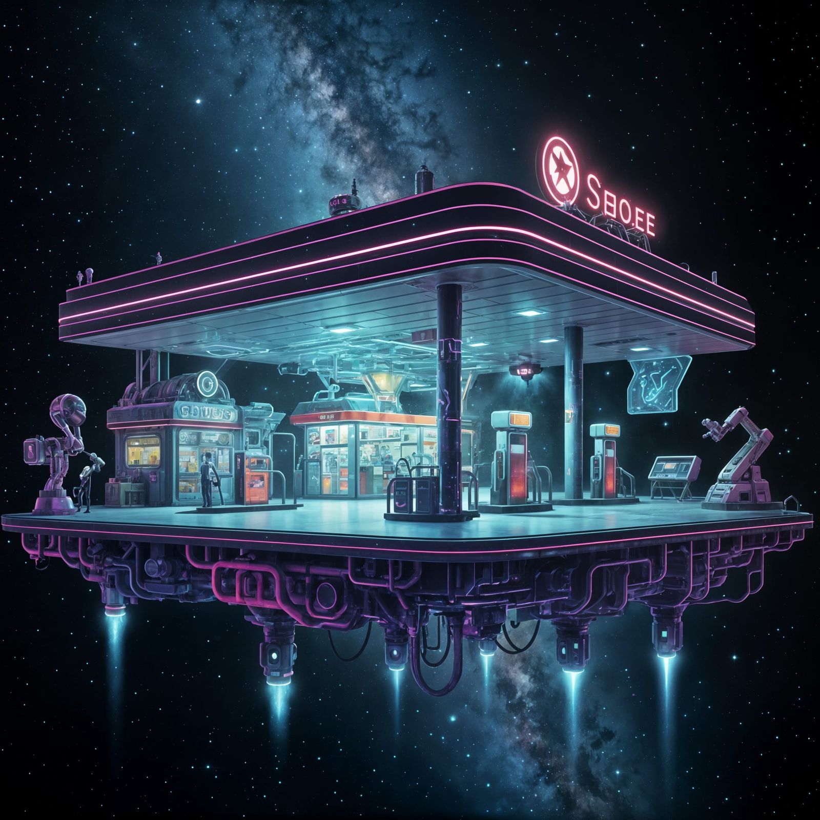 Sci-Fi Alien Gas Station in Space