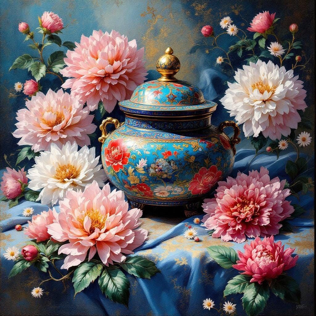 Cloisonné Incense Burner Still Life as Impasto Painting