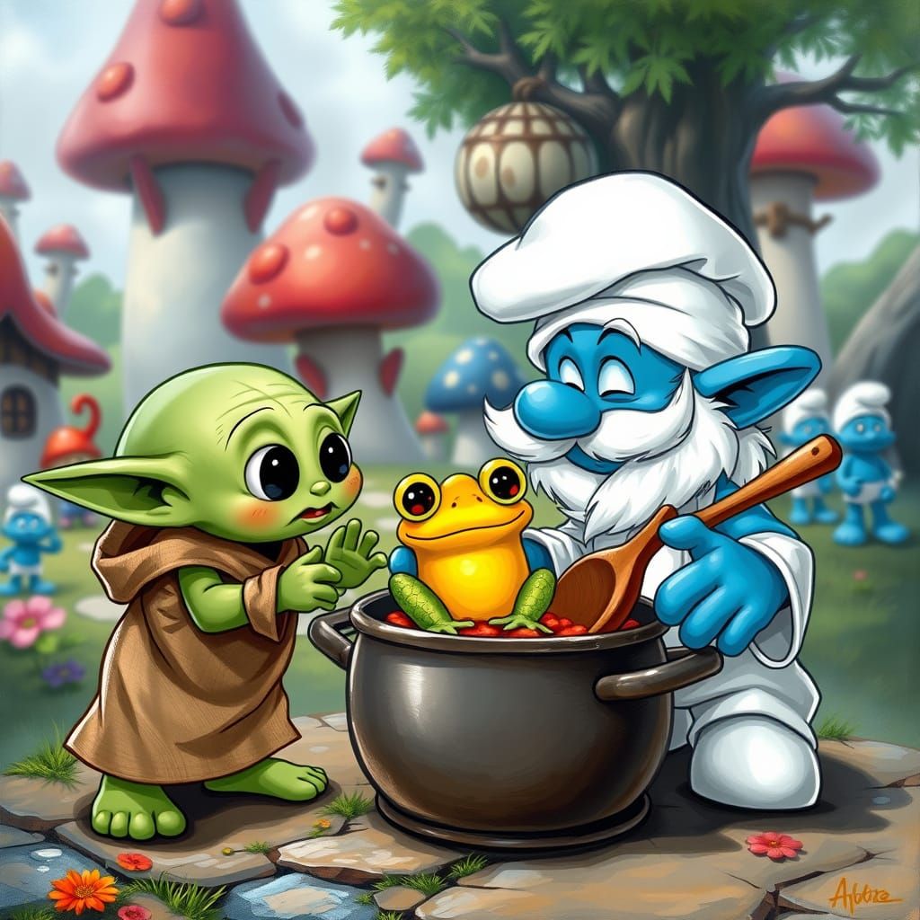 Whimsical Village Scene in Miyazaki-Inspired Style