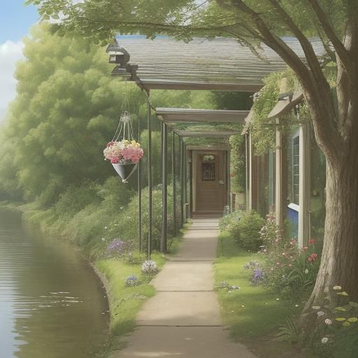 Orwellian River Landscape with Wind Chimes