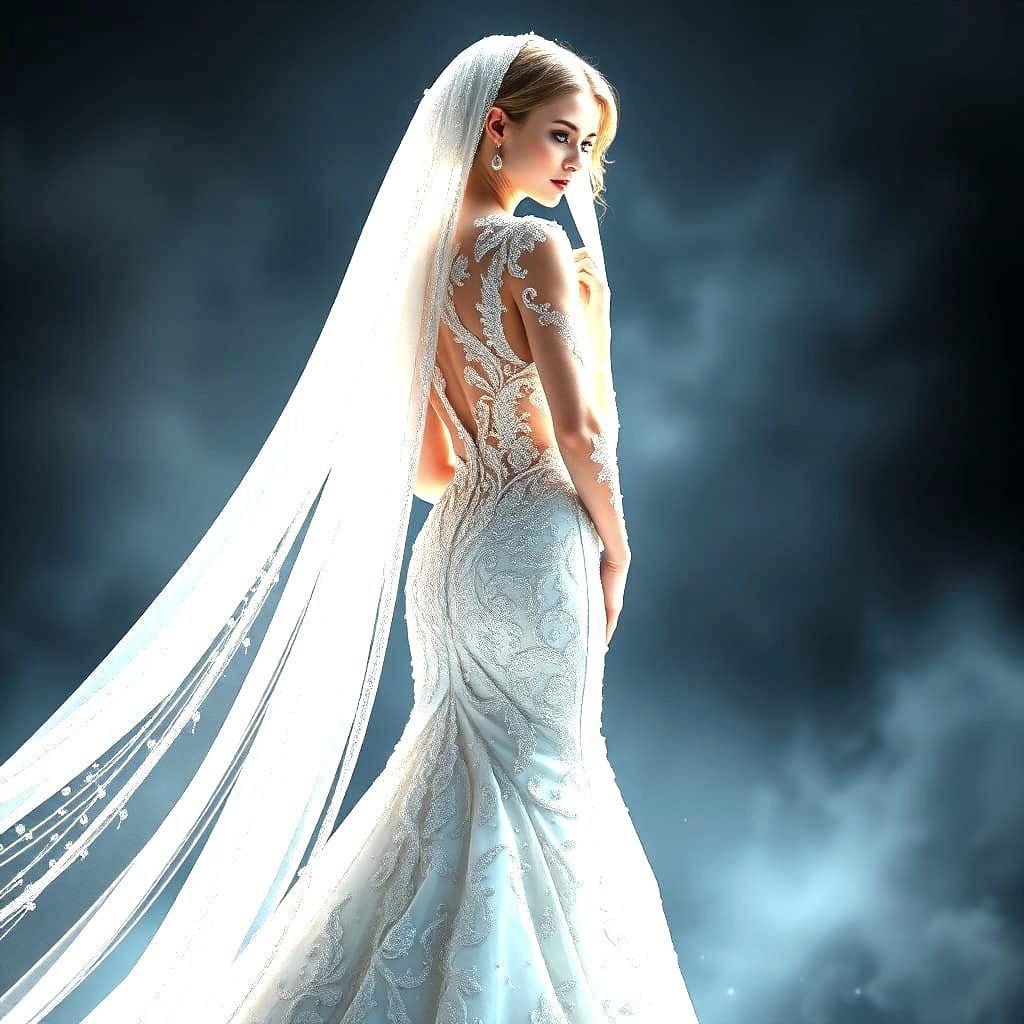 Ethereal American Futuristic Bride in Glittering Splendor
