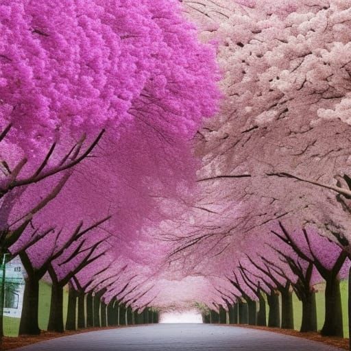 Split Screen: Sakura and Wisteria Trees