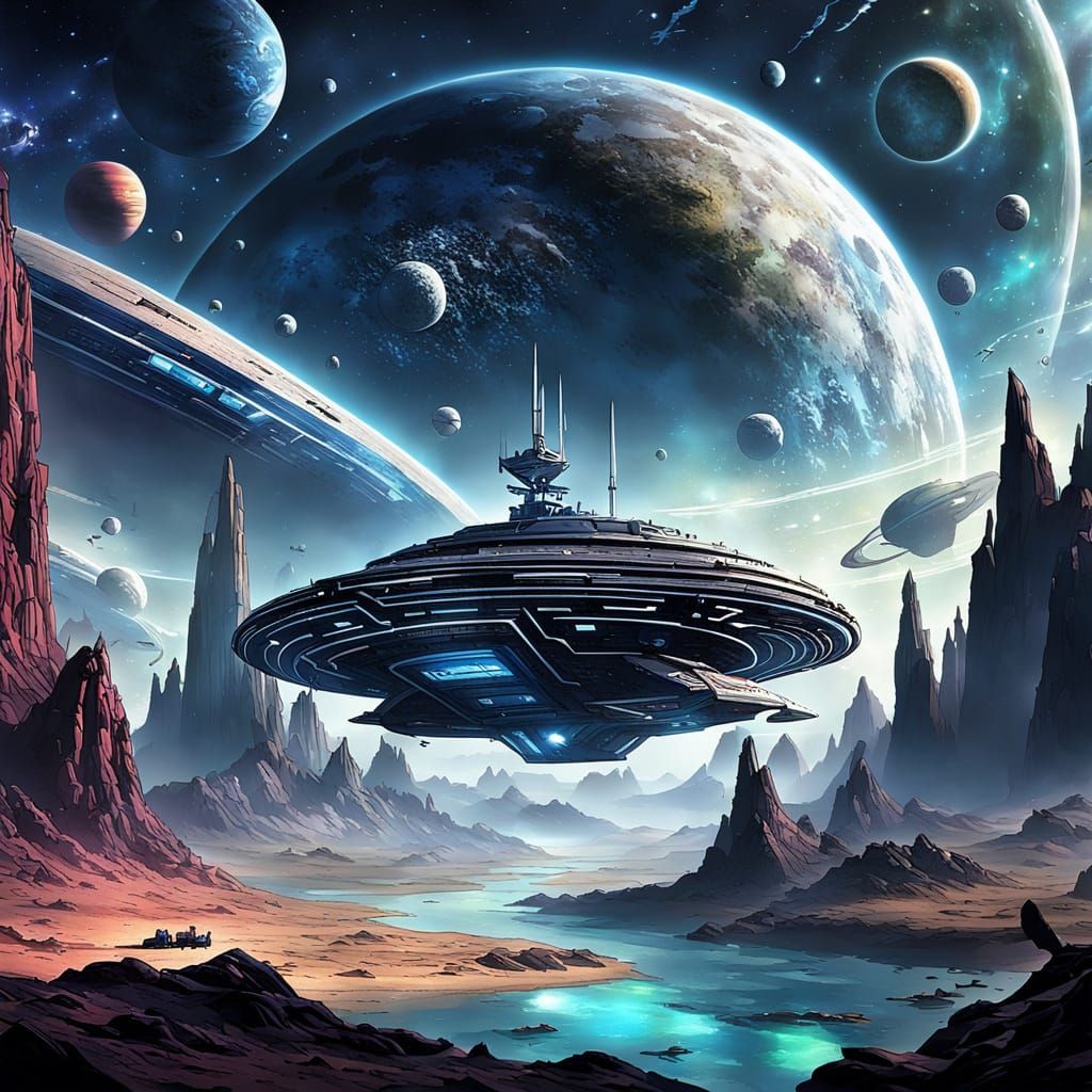 Epic Space Adventure with Futuristic Heroes and Starships