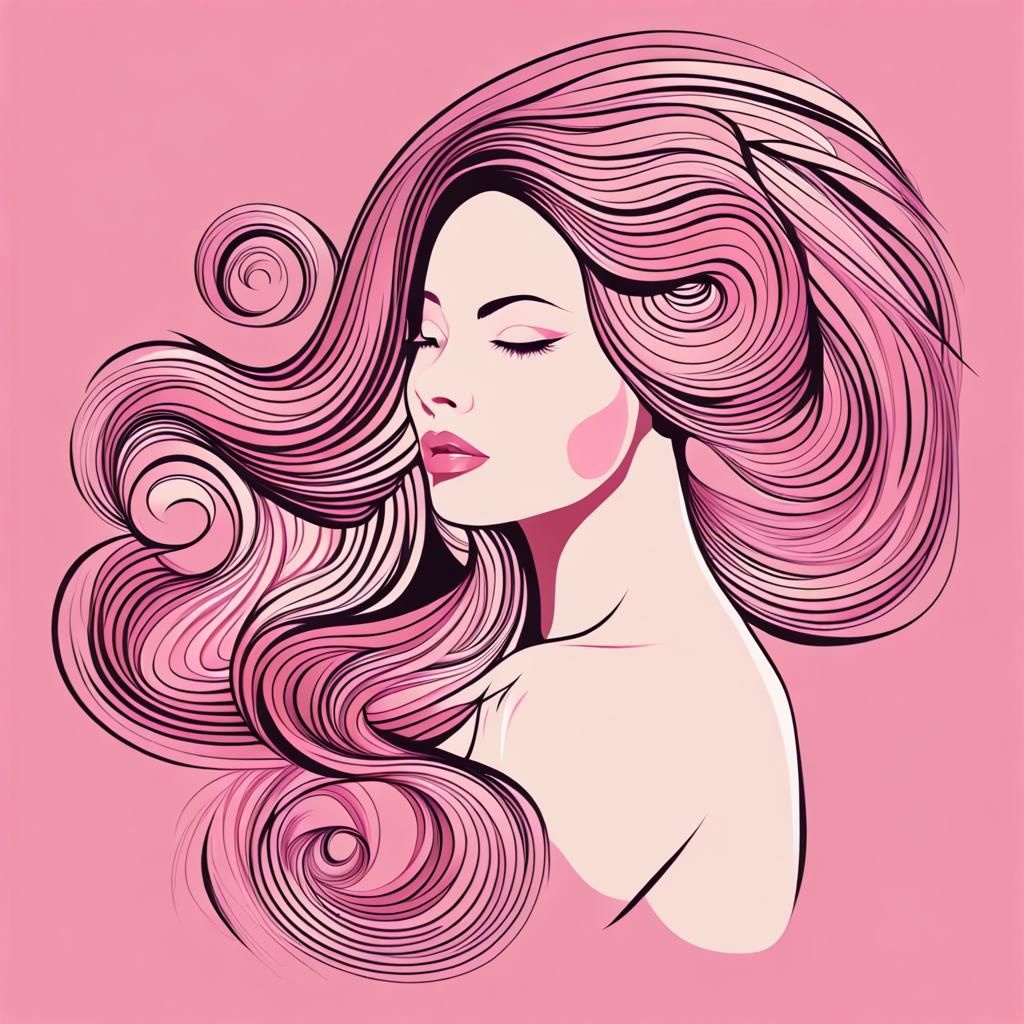 Elegant Woman with Flowing Hair in Vector Style
