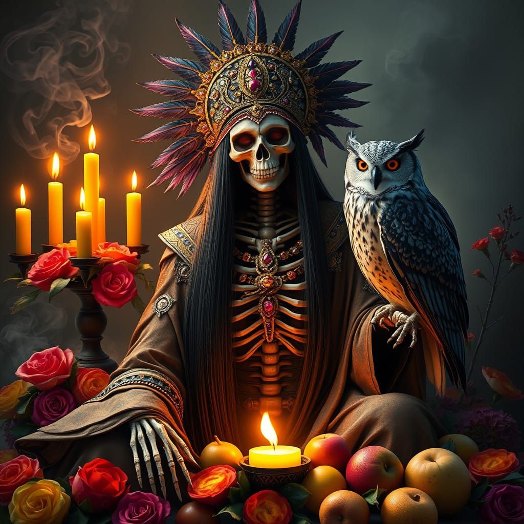 Aztec Goddess of Death in Hyper-Realistic Art