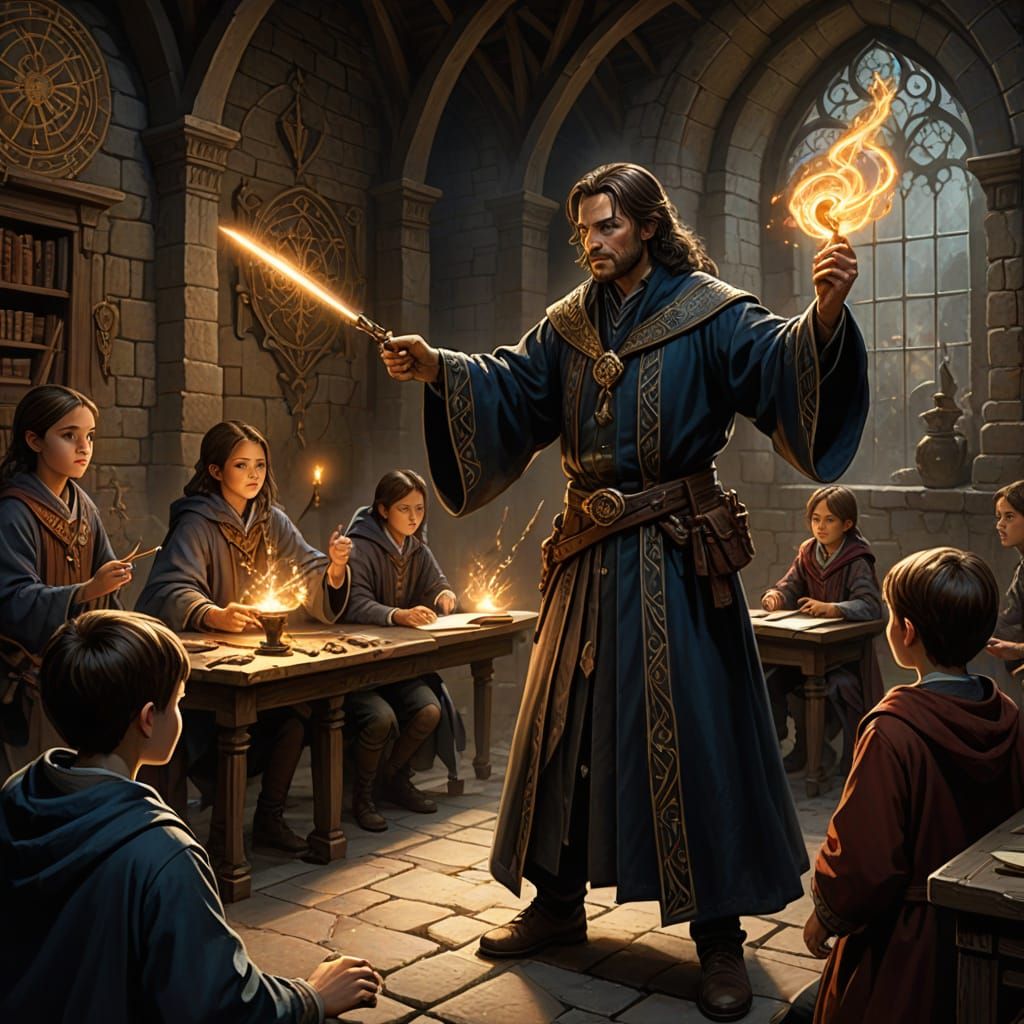 Fantasy Concept Art: Dark Arts Teacher Instructs Students in...