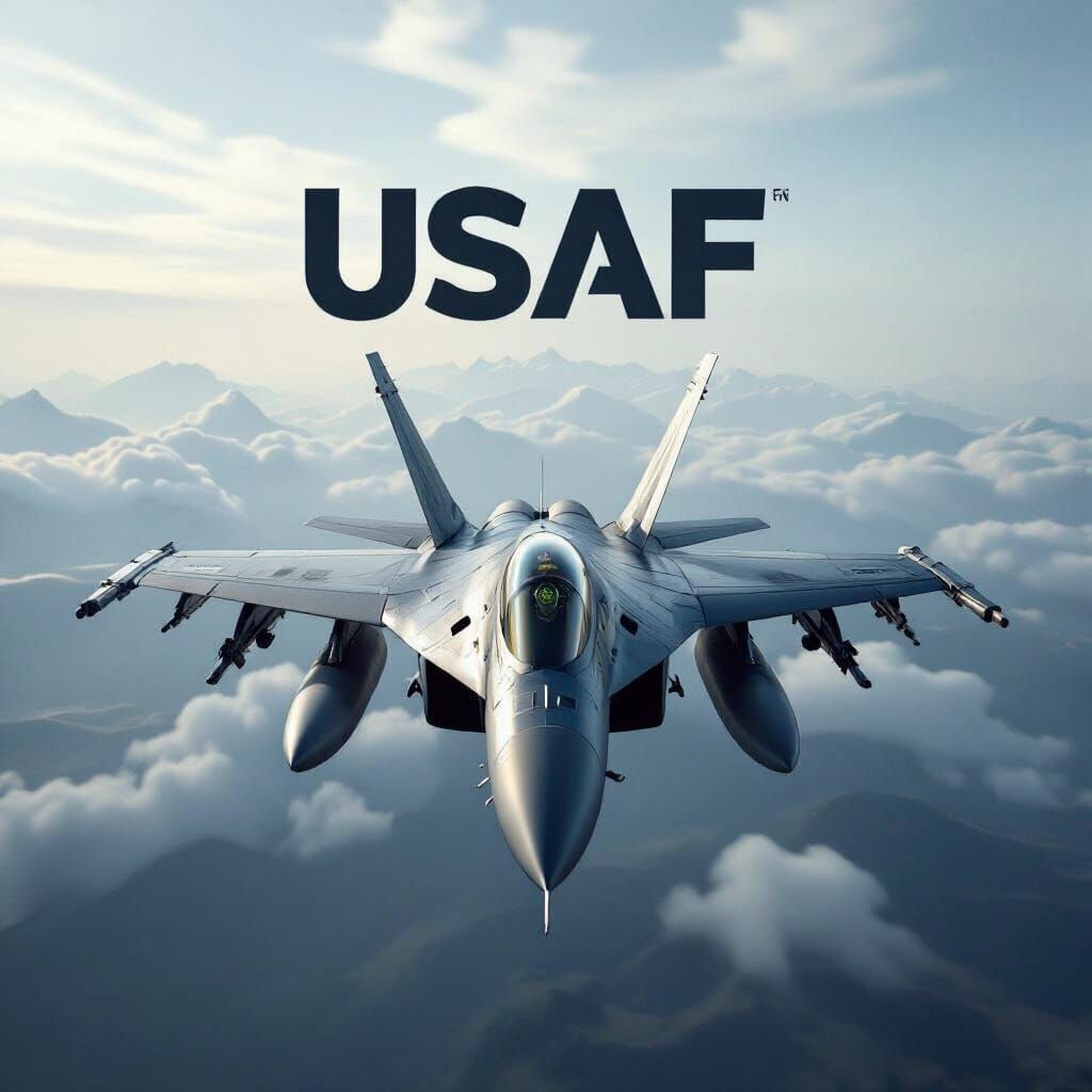 USAF Fighter Jet with Jane's USAF Typographic Logo