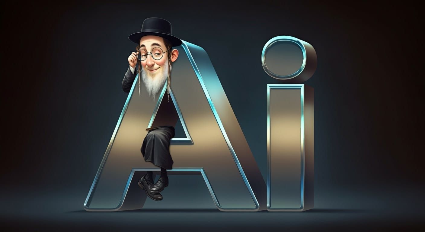 Hasidic Nerd on 3D Letter in Comic Art Style