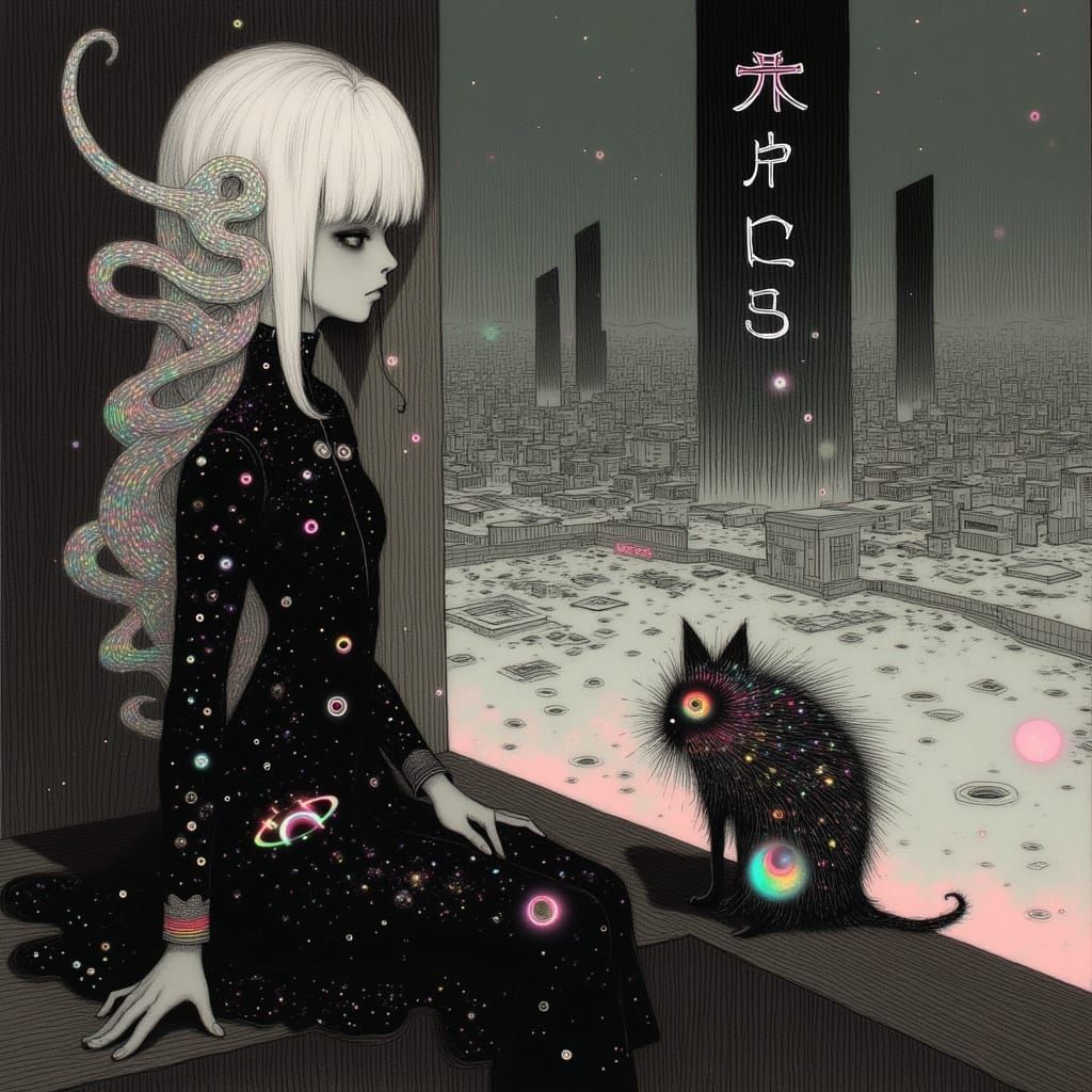 Japanese Woman in Sailor-Fuku with Biomechanical Tendrils, S...