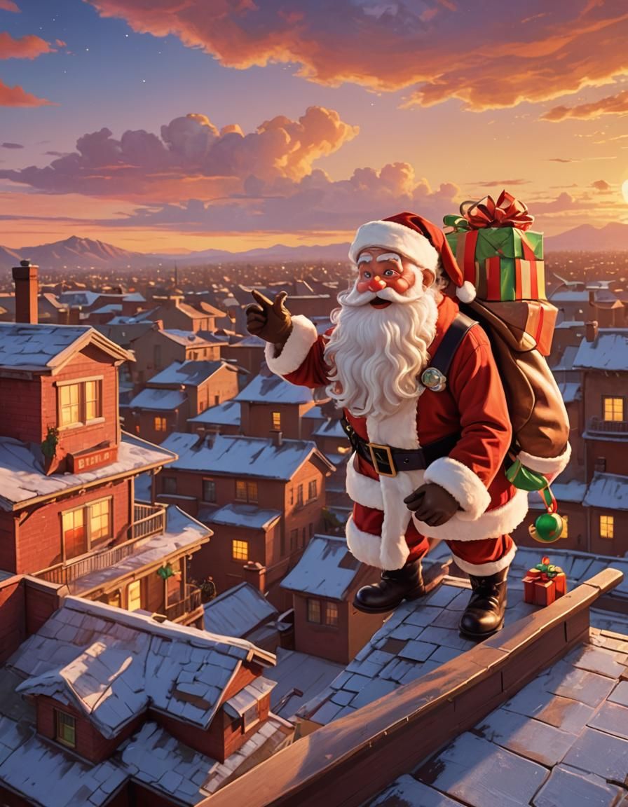 Santa Claus Delivers Gifts: Pixar-Style 3D Digital Art