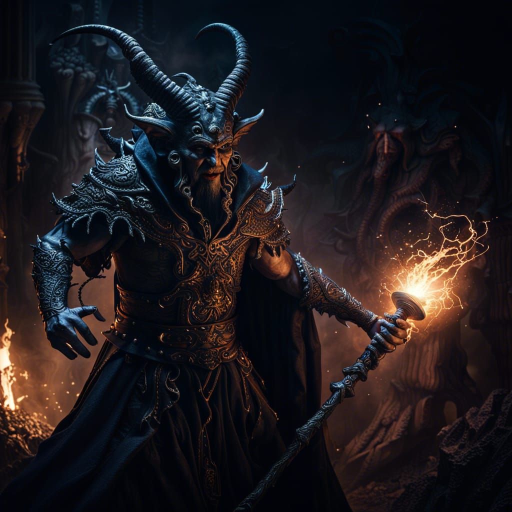 Mythical Sorcerer Defends Against Demons with Lightning