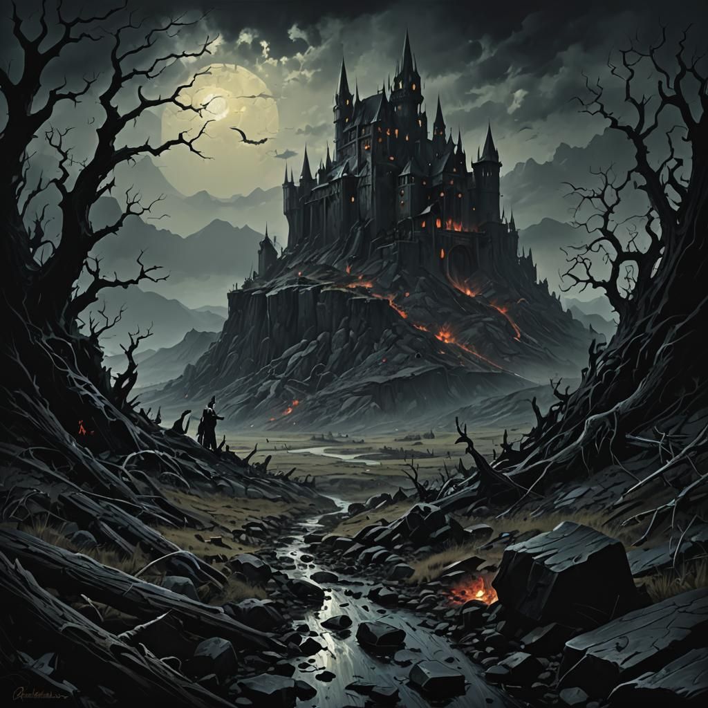 Sinister Dark Fantasy Landscape Art