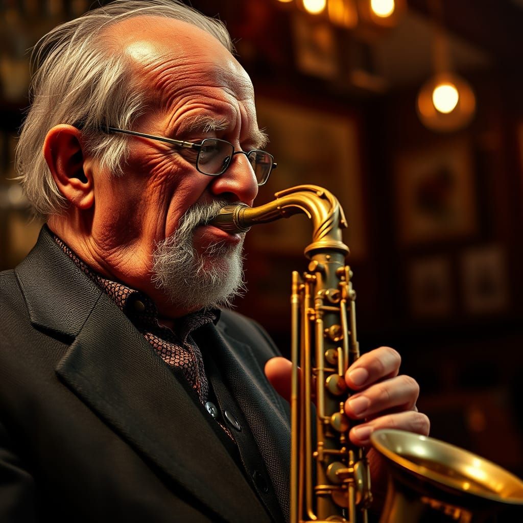 Surreal Macro Image of Jazz Saxophonist