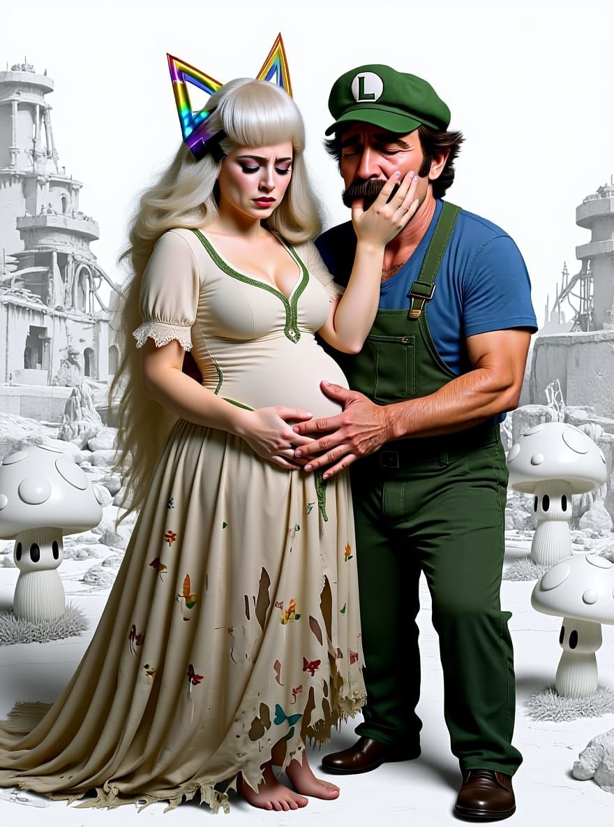 Luigi and Pregnant Timpani, Last Survivors on Ruined Earth