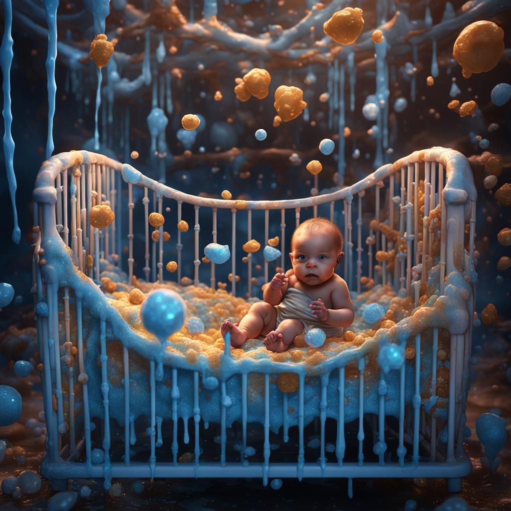 Detailed Matte Painting of Baby in Crib