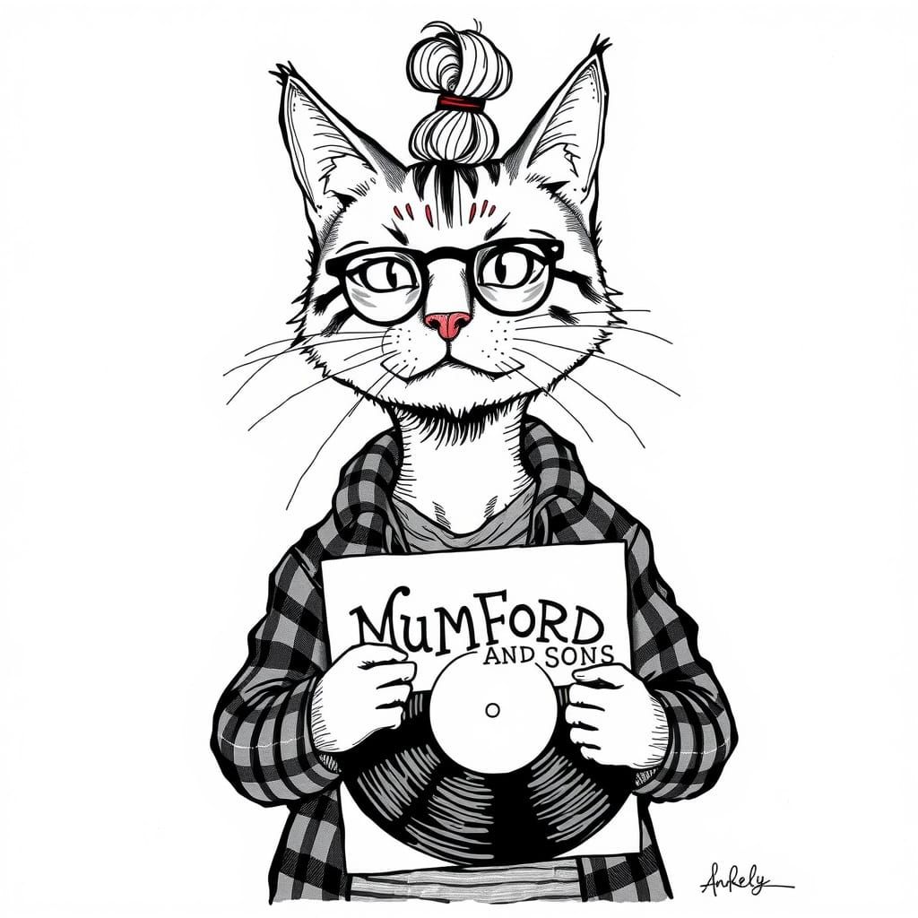 Hipster Cat Concept Art in Minimalist Style