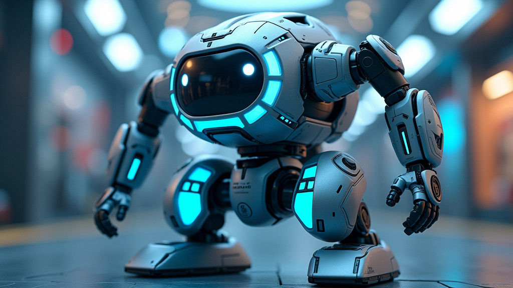 Modern Mecha Toy with Neon Accents in Futuristic Style