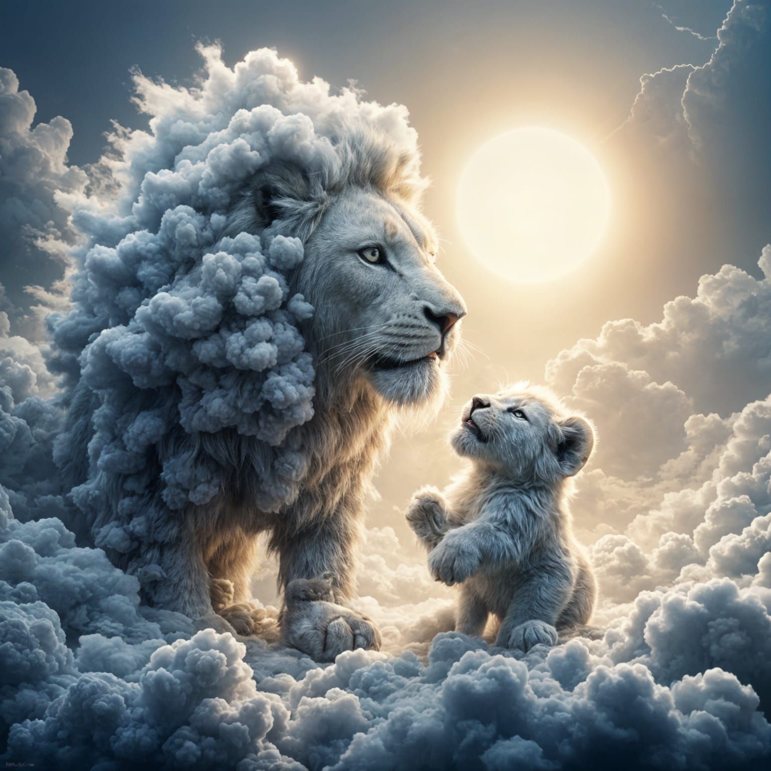 Cloudy Lion & Cub Sunny Day