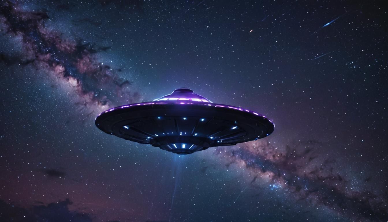 Low-Poly UFO in Starry Night Sky