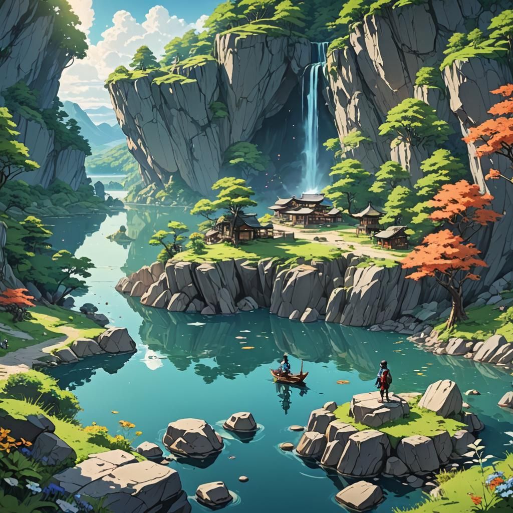Mythical World of Life and Magic in Anime Style