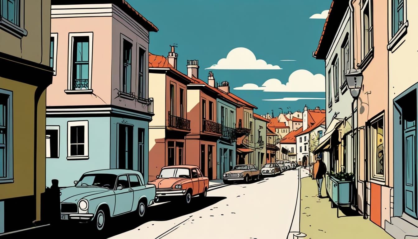 Retro Landscape in Vintage Comic Book Style