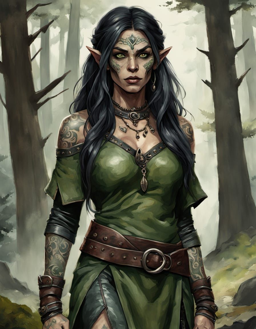Ethereal Wood Elf Goddess in Forest Glade