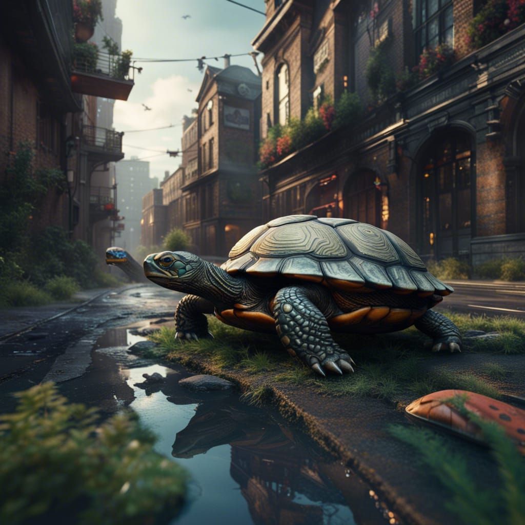 Turtle's Urban Adventure: Detailed Matte Painting