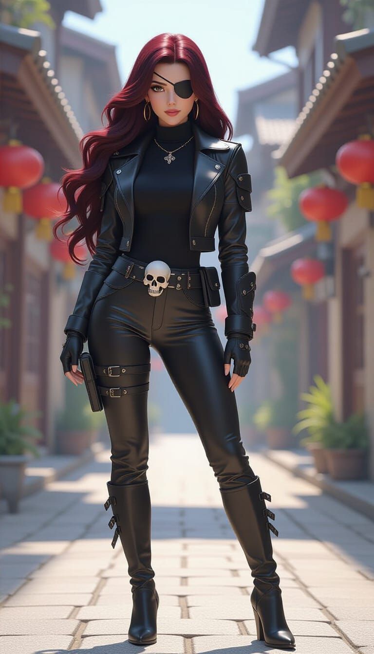 Woman with Eye Patch in Square Enix 3D Style