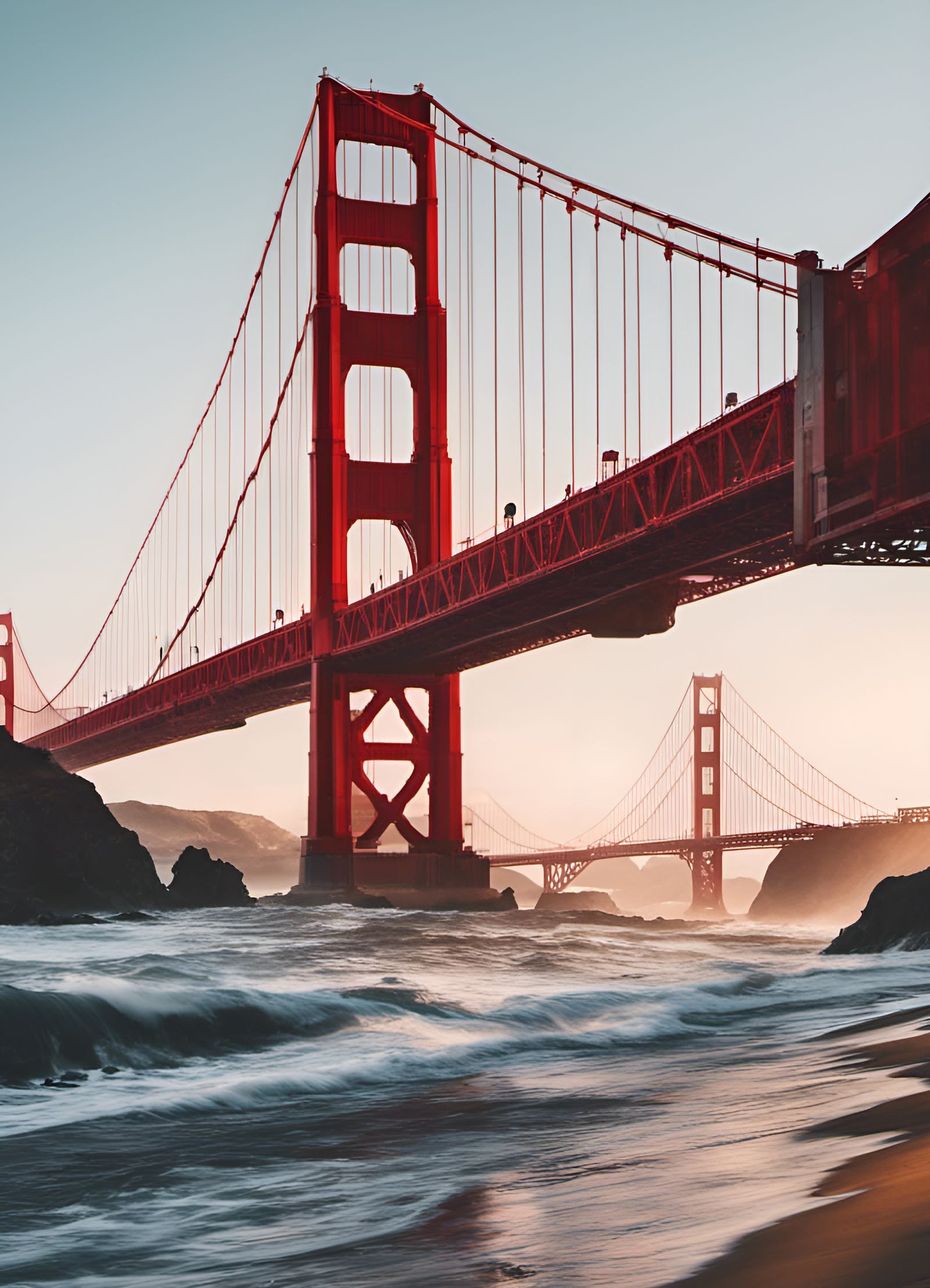 Golden Gate Bridge Beach View in Barbizon Style