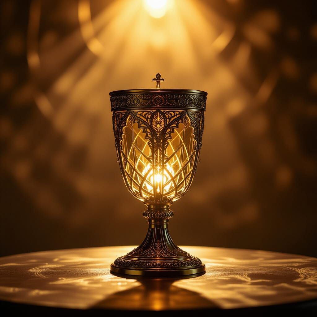 Majestic Holy Grail with Golden Cinematic Lighting