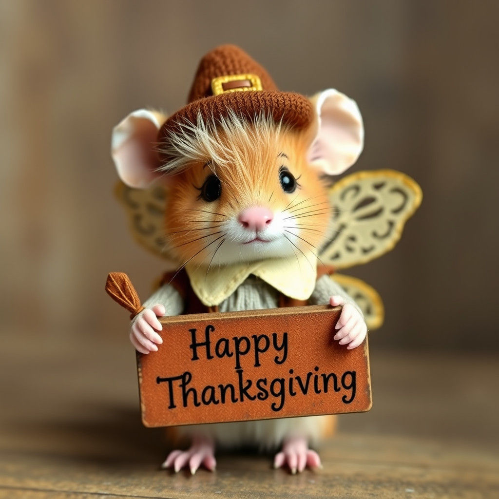 Pilgrim Fairy Mouse Celebrates Thanksgiving