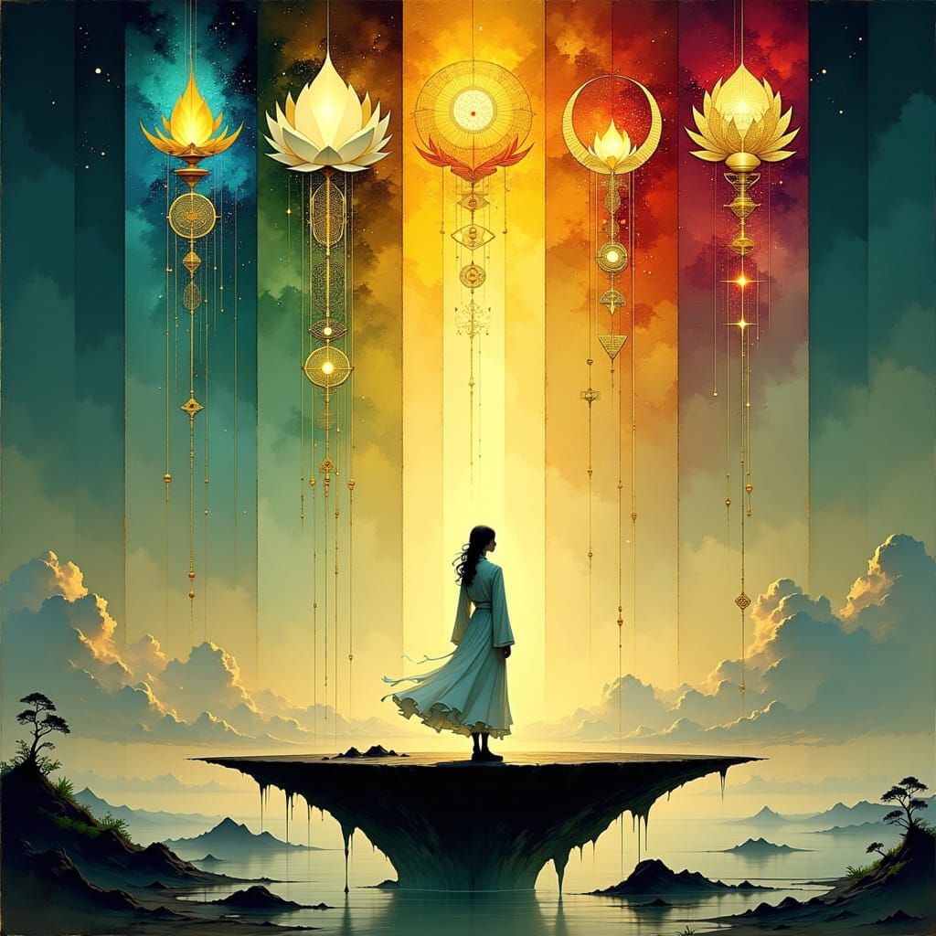 Serene Sanctuary with Radiant Lights in Akimora Style