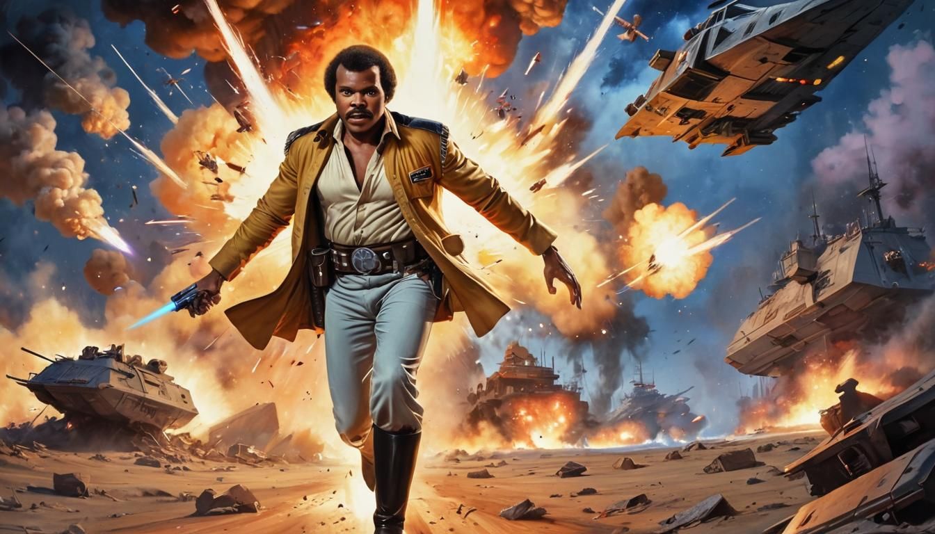 Lando Calrissian's Explosive Escape: A Sci-Fi Action Scene