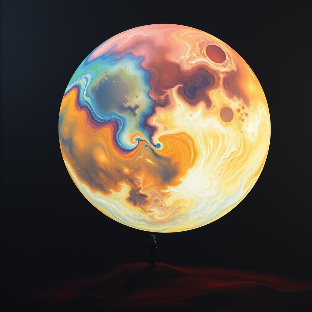 Dreamscape Figure on the Moon in Surrealist Style