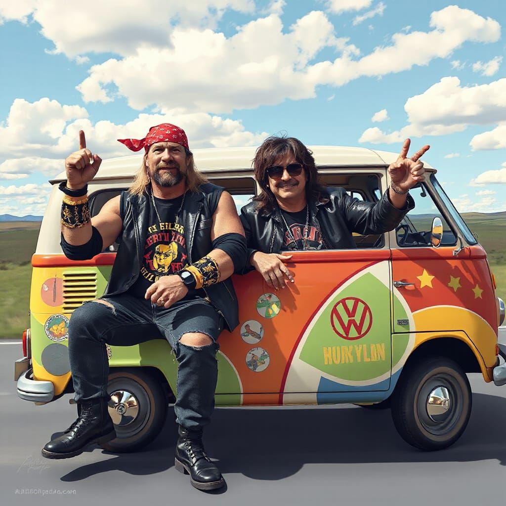 Hulk Hogan and Ozzy Osbourne Ride a VW Bus