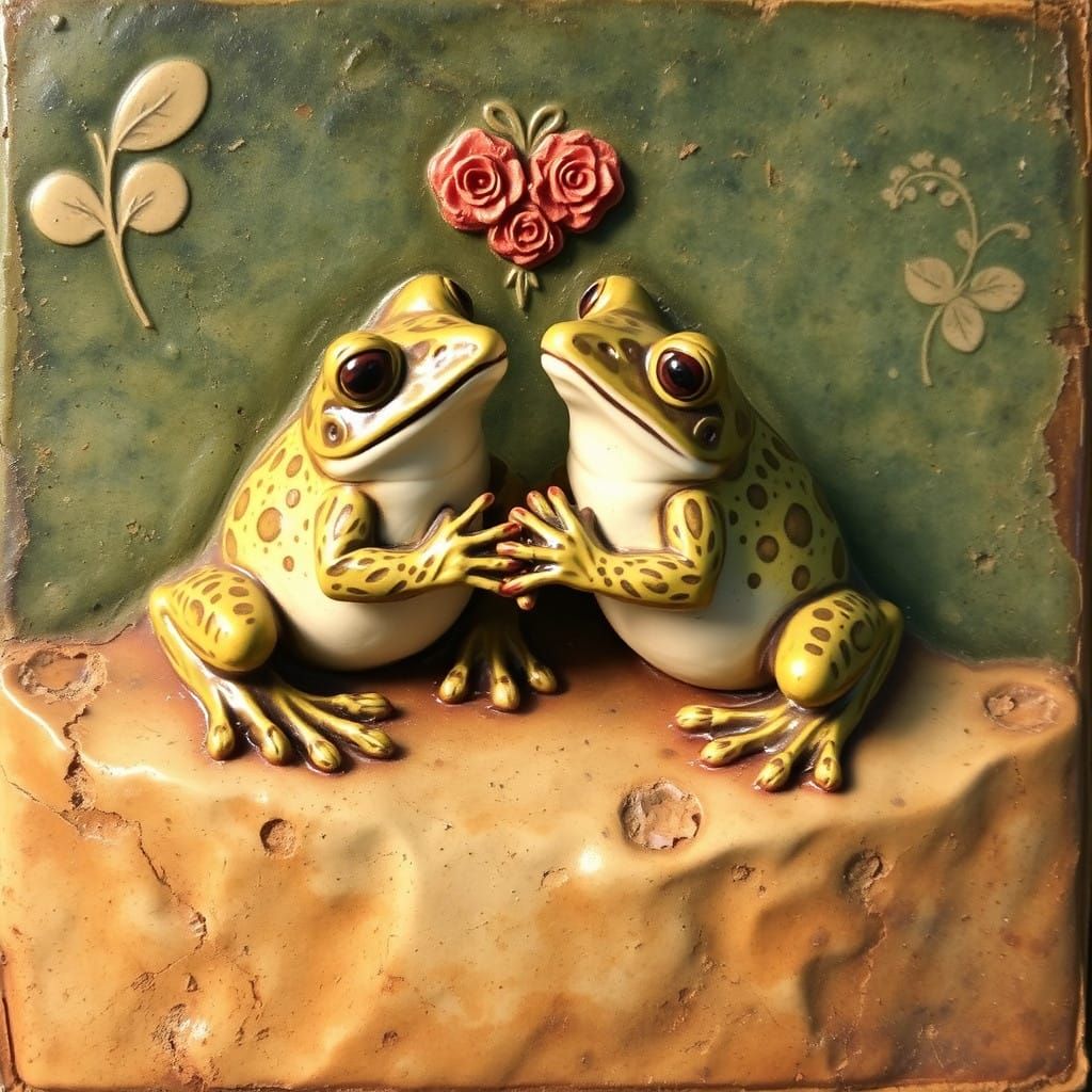 Ancient Etruscan Frogs in Vintage Wedding Attire