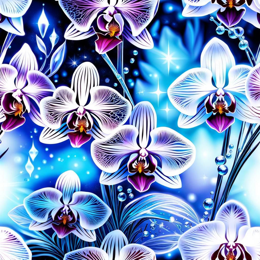 Bioluminescent Orchids in Ice: Filigree Style