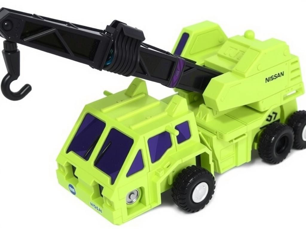 Flawless Green Crane Truck in Anime Style