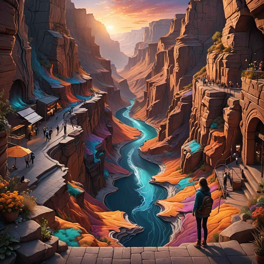 Colorful Chalk Canyon Art at Sunset