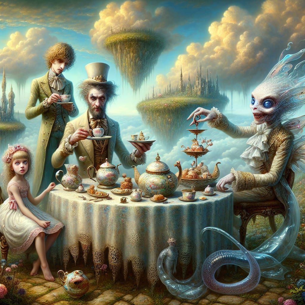 Ethereal Tea Party on a Fantastical Hilltop