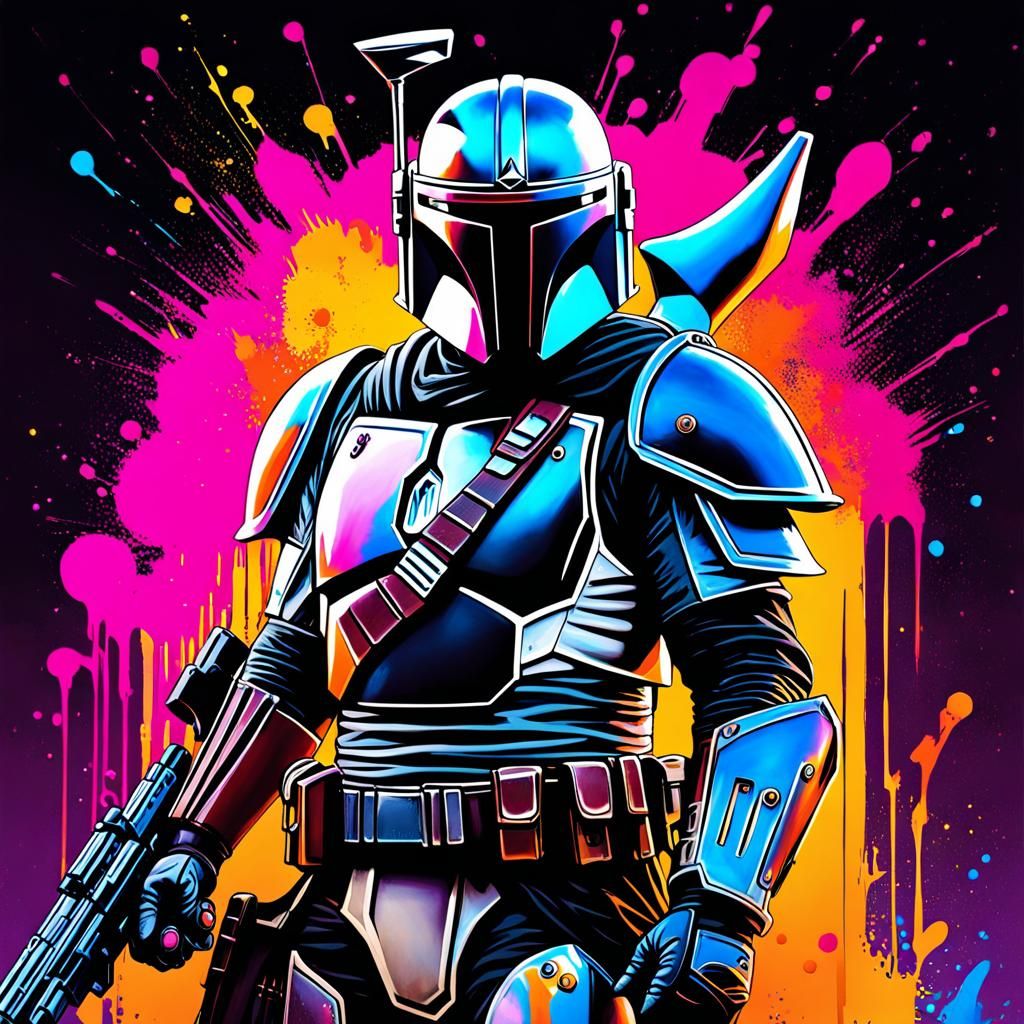 Blacklight Mandalorian in full battle gear and weapons