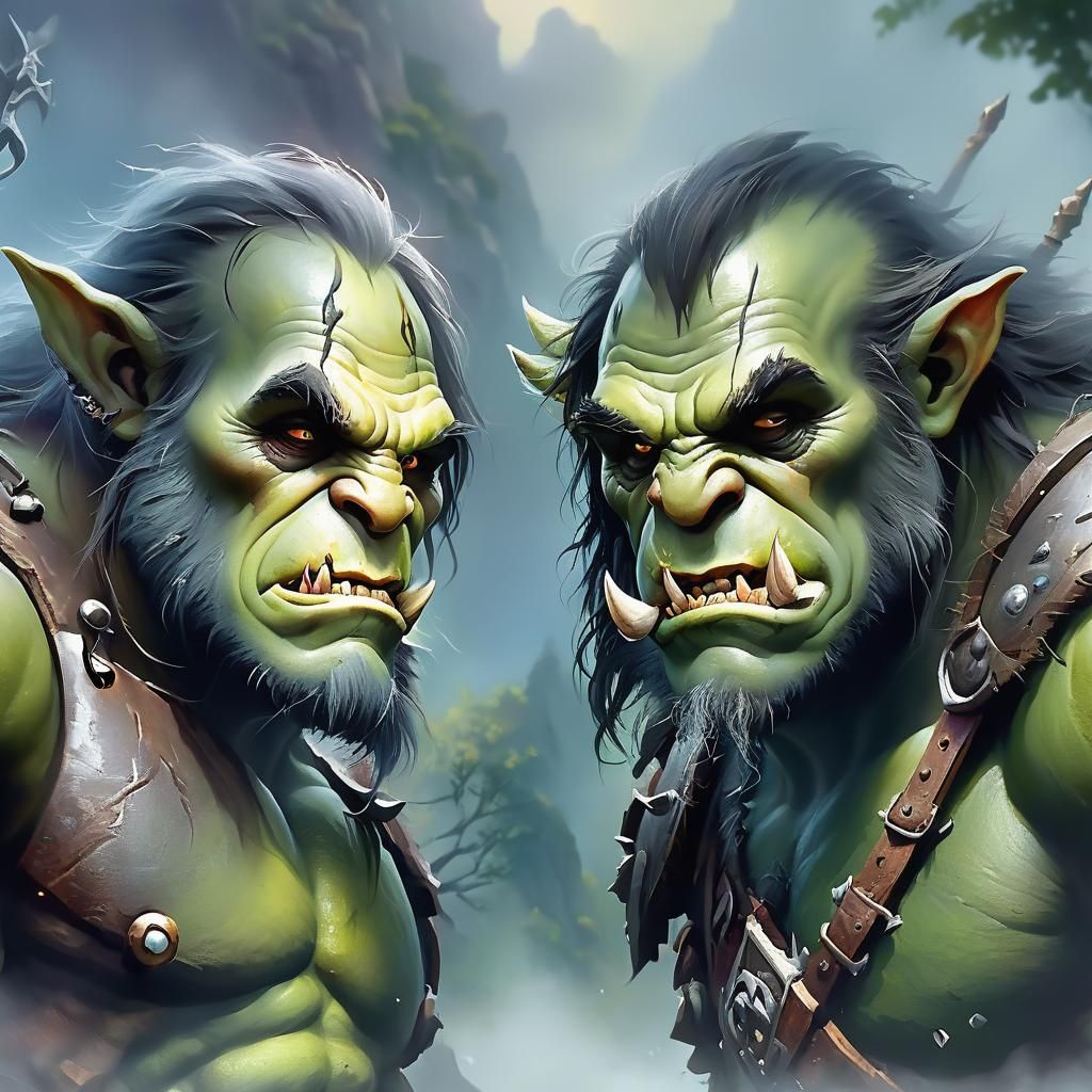 Orcs Winnowing Together in Ethereal Fantasy Style