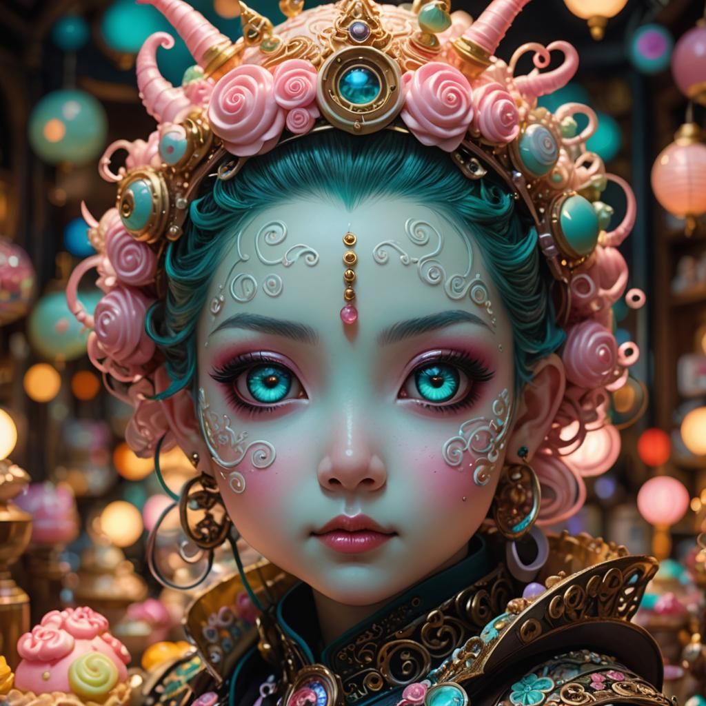 Candy Steampunk Monster Portrait in Digital Art Style