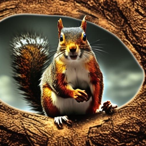 Existential Squirrel with Pineal Gland: Digital Matte Painti...