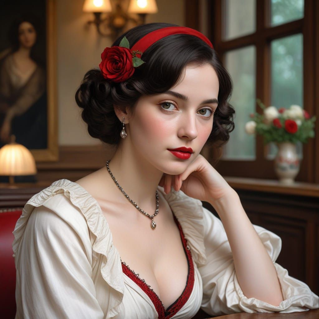 1920s French Ingenue Portrait in Cafe