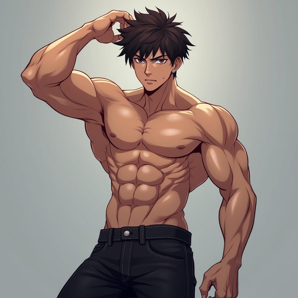 Chiseled Young Man in Dynamic Pose