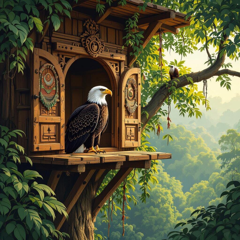 Eagle in Amazon Treehouse: Frazetta Style