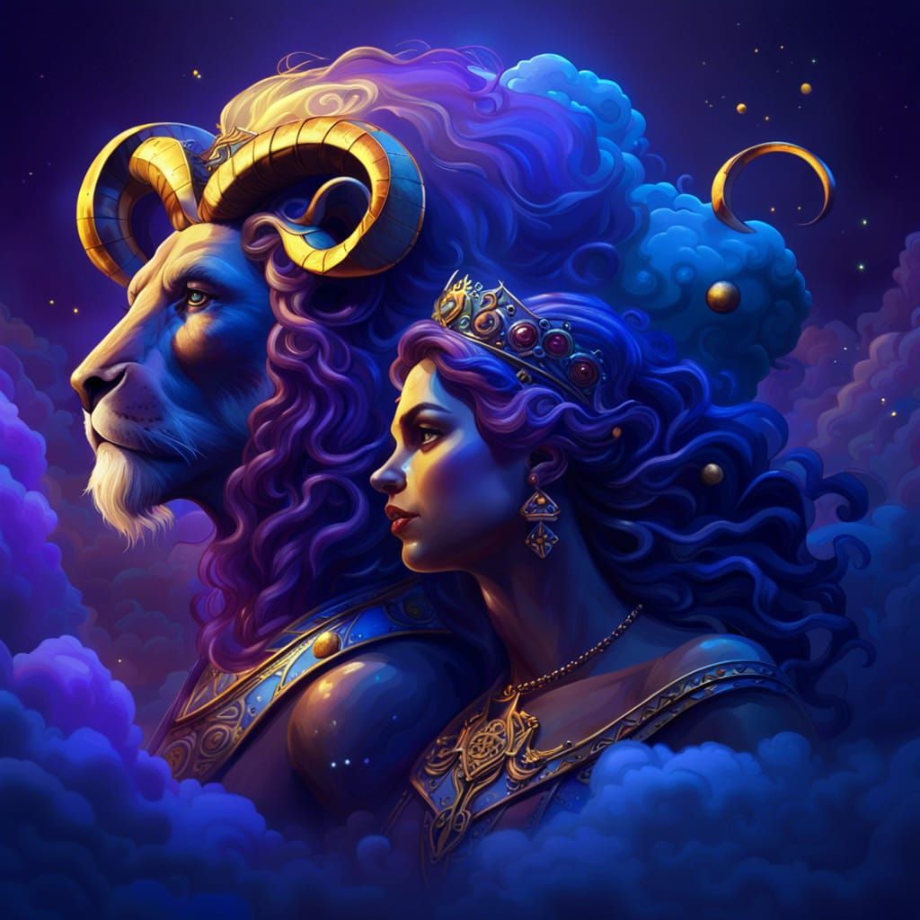 Zodiac King and Queen in Dark Fantasy Style