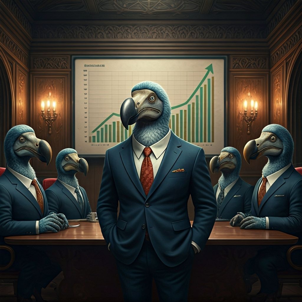Dodos in Suits Conduct Business Meeting